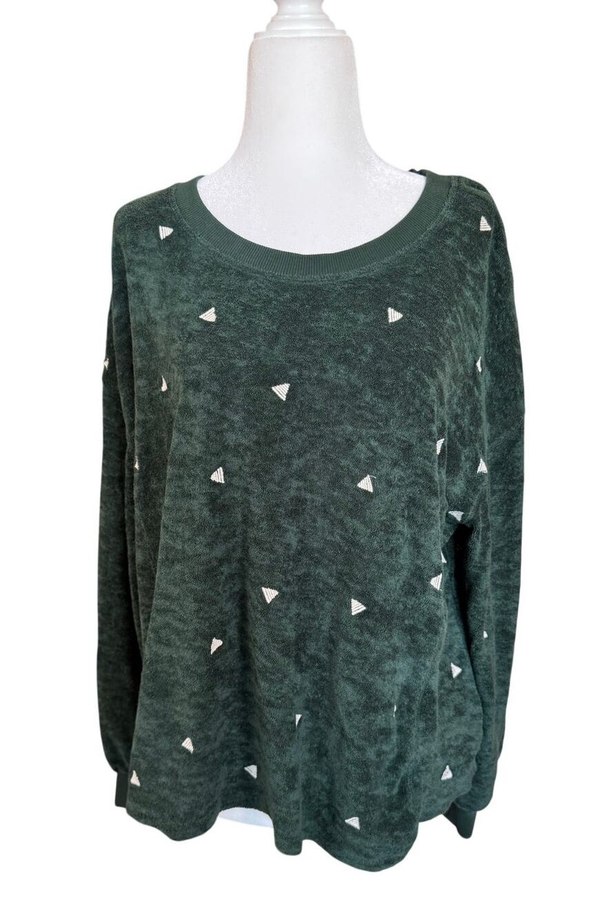 Wonderly Studio Green Sweatshirt Women’s Medium Triangle Print
